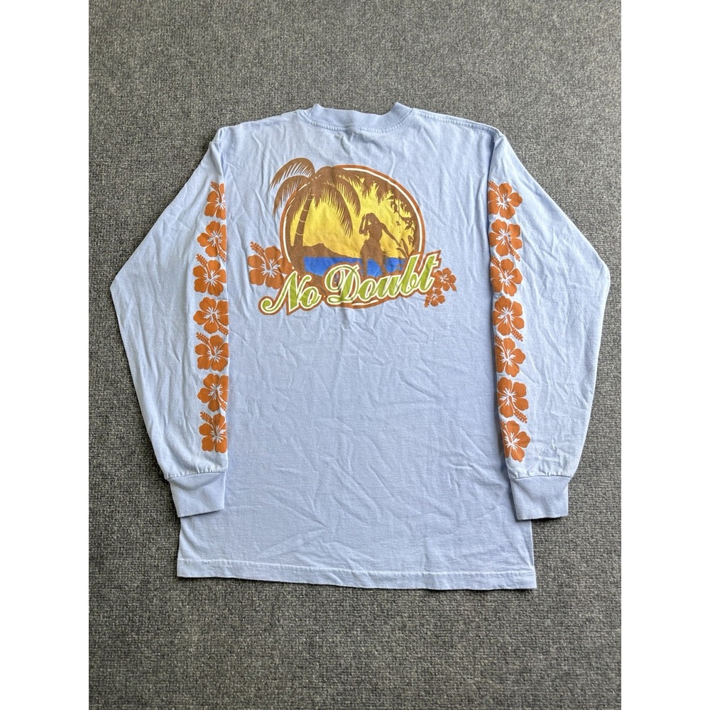 Mens Vintage 90s No Doubt Band Blue Long Sleeve Graphic T Shirt, Size M